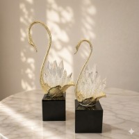 طقم 2 تحفة رأس بطة كريستال ذهبي 9252394