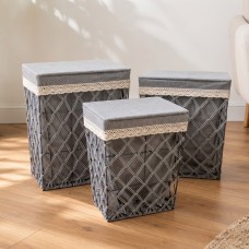 طقم 3 سلة غسيل قش قماش مستطيل 9263501