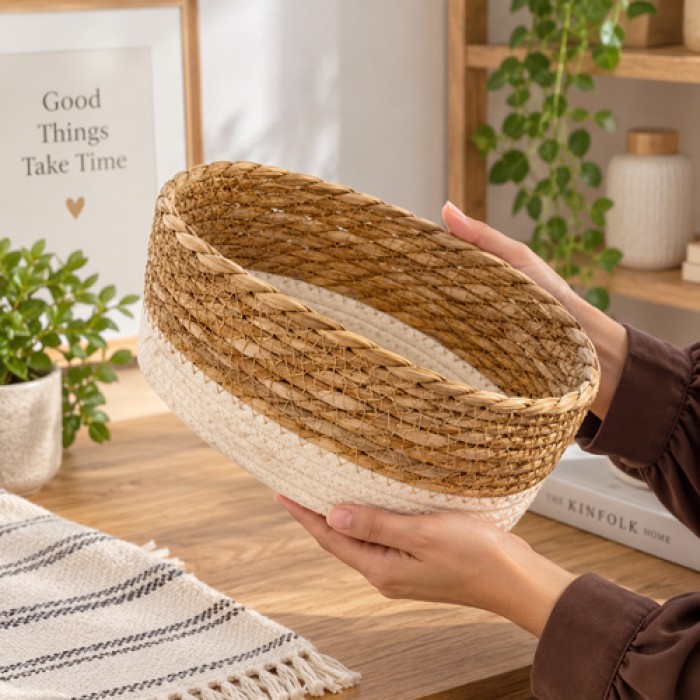 سلة اكسسوارات قش بيضاوي 9263169