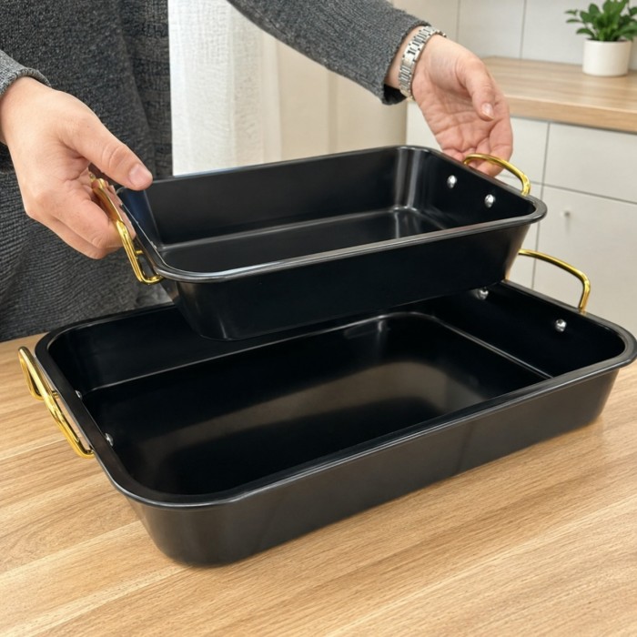 طقم 2 صينية فرن مستطيل شوي 1766 ahome