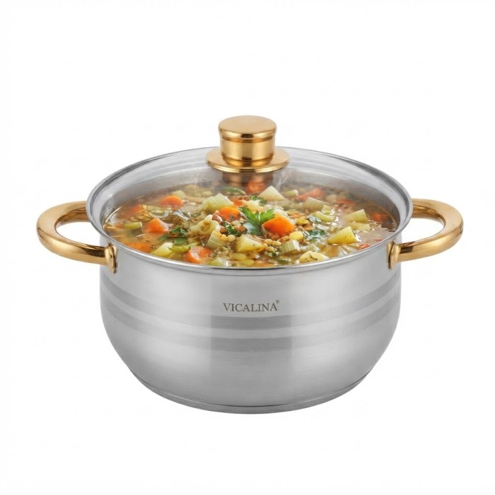 طقم 3طناجر ستانلس يد ذهب 9265033 Vicalin