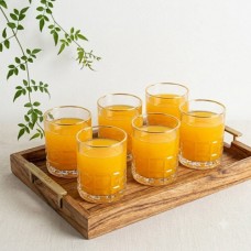 طقم 6 كاسة زجاج عصير حيف ذهبي 99 شس