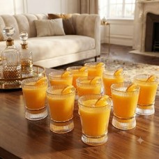 طقم 12 كاسة عصير حزوز مذهب 