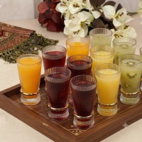 طقم 12كاسة عصير حزوز مذهب طويل 