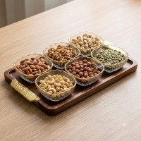 طقم 6 صحون اكريليك مربع حيف ذهبي