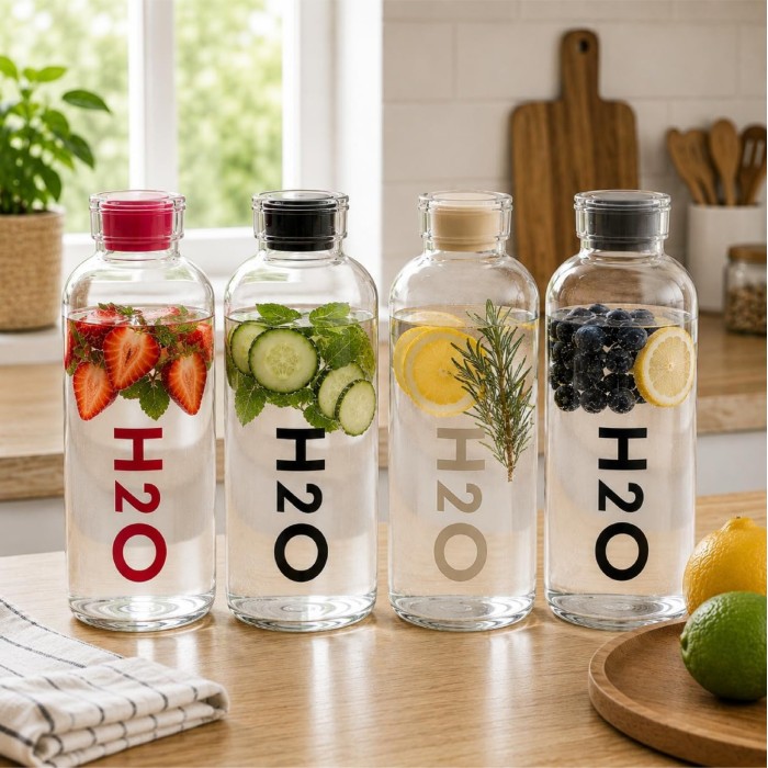 قنينة ماء زجاج H2O 750 مل 9262309