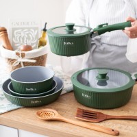 طقم طناجر 9ق يد اخضر JULIA TEC JU4100