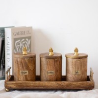 طقم سكر شاي خشب هندي elegant 9258203