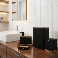 طقم حمام 6قطع اسود مربع JULIA 1125-3005