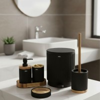 طقم حمام 6قطع اسود دائري JULIA 1125-3004