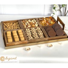 طقم صينية +6صحون خشب elegant 8239317
