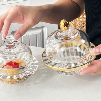 مضيفة زجاج صغير غطاء اطار مذهب