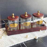 طقم سكر شاي قهوة خشب هندي ELEGANT 9258045