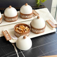 صينية+ 2 صحون مكسرات خشب هندي ELEGANT 9258145