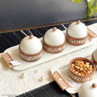 صينية+3صحون مكسرات خشب هندي ELEGANT 9258146