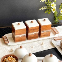 صينية+3 مرطربان خشب هندي ELEGANT 9258150
