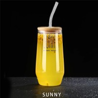 كاسة زجاج غطا بامبو مصاصة 500م 9242965