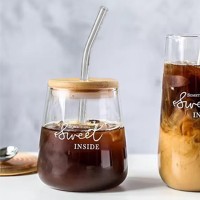 كاسة زجاج غطا بامبو مصاصة 150م 9242964