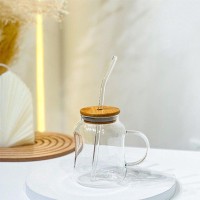كاسة زجاج غطا بامبو مصاصة 250م 9242962