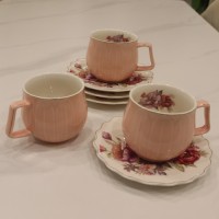 طقم 6 فناجين قهوة صحن مورد 9250344